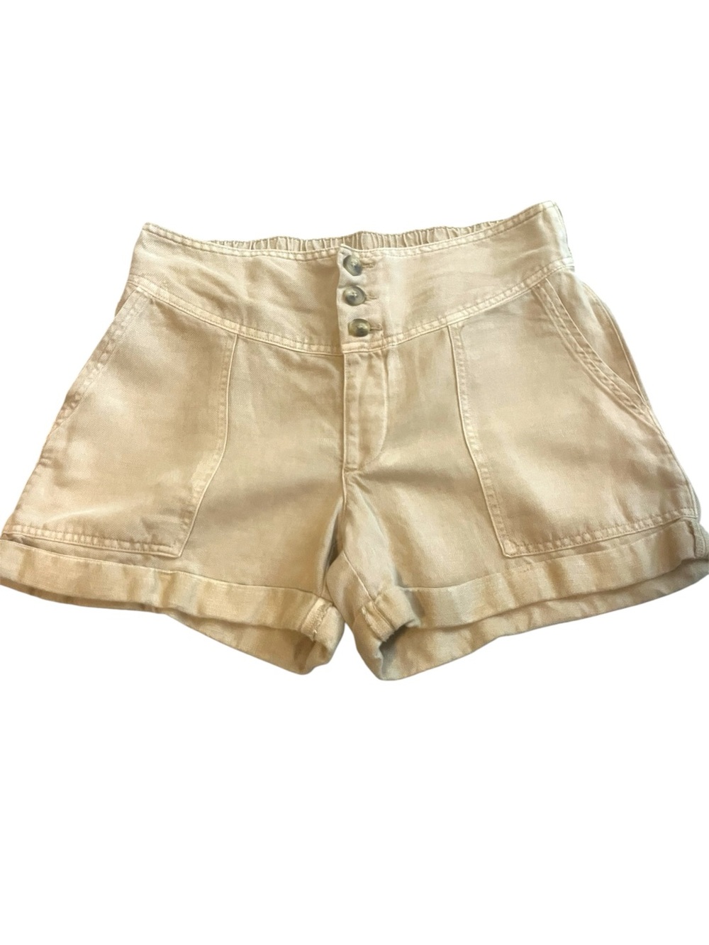 Aerie khaki linen-blend shorts size Small
